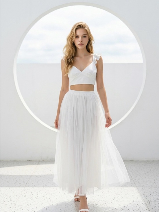 Amazon Generic Brands Dresses & Skirts - White Tulle A-Line Maxi Skirt